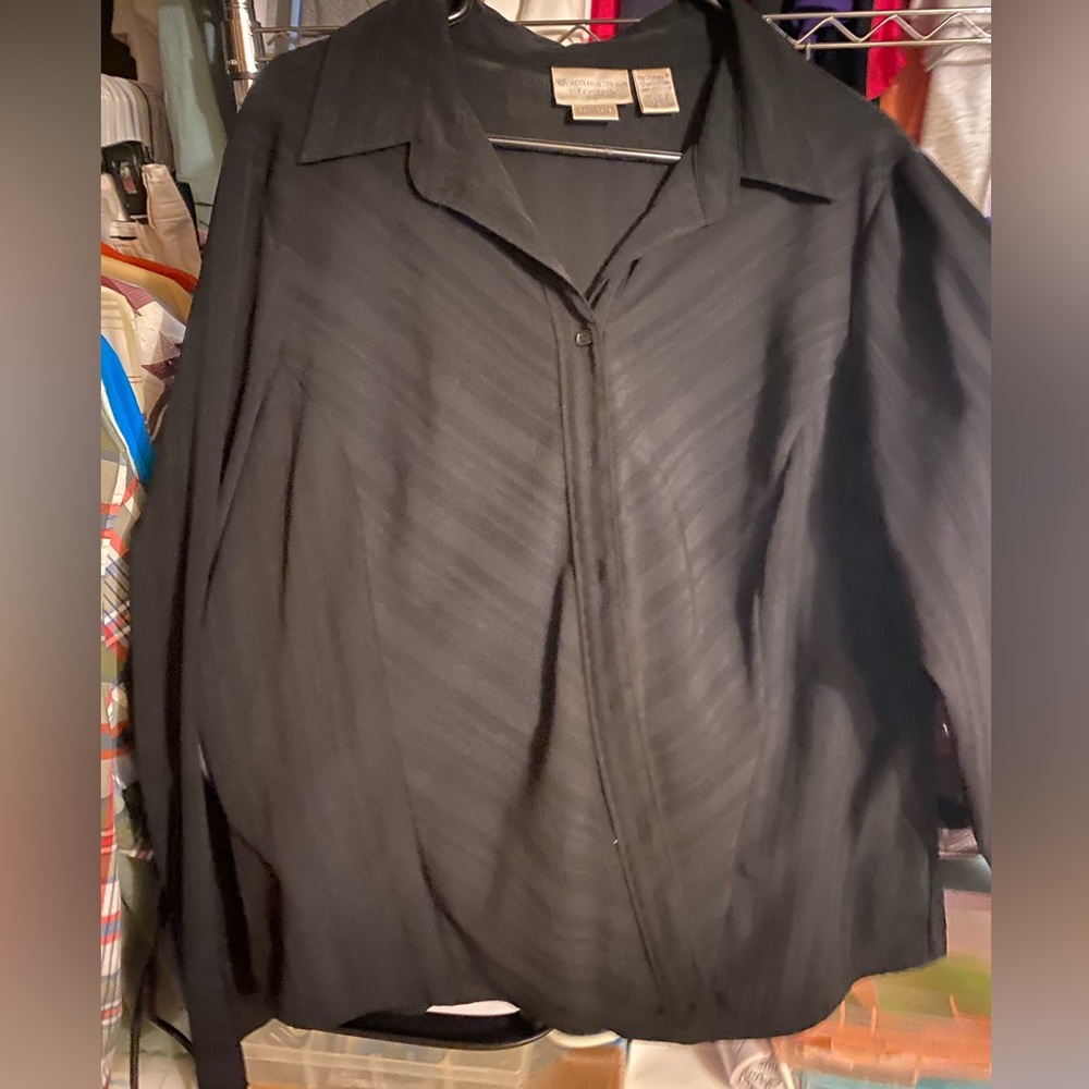 Women’s button up dress shirt.